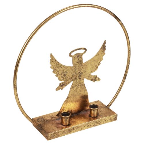 Floristik24 Anel decorativo de metal anjo castiçal decorativo Natal Ø37,5cm