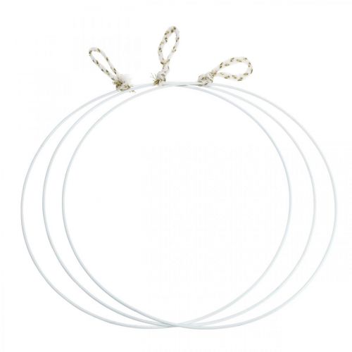 Floristik24 Anel decorativo de metal branco para pendurar anel de metal Ø38cm 3 un