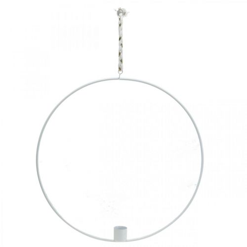 Floristik24 Suporte de vela para pendurar anel decorativo de metal branco Ø28,5 cm 3 unidades