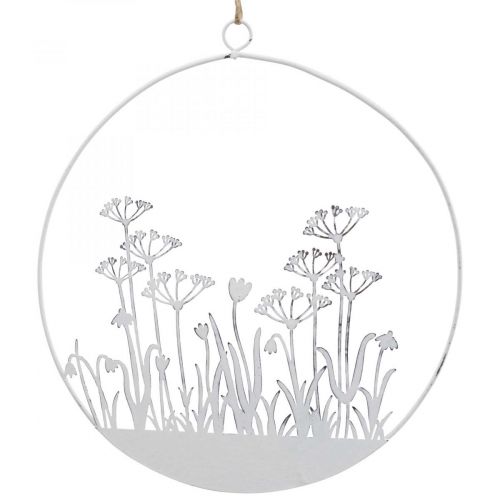 Itens Anel decorativo flor decorativa de metal branco prado decoração primavera Ø22cm