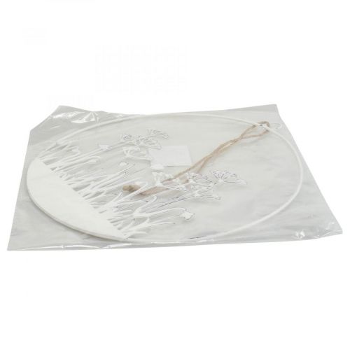 Floristik24 Anel decorativo flor decorativa de metal branco prado decoração primavera Ø22cm