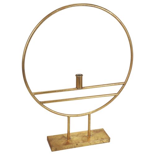 Itens Anel decorativo com pé castiçal decoração em metal dourado Ø44,5cm