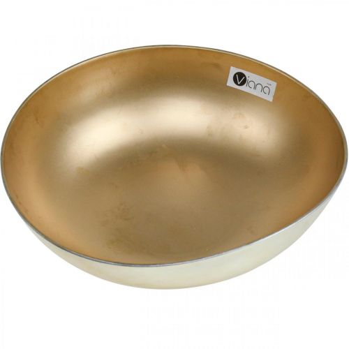 Floristik24 Tigela decorativa tigela de planta dourada de plástico Ø30cm H9cm