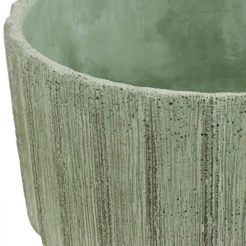 Floristik24 Tigela decorativa verde cerâmica retrô listrada Ø20cm H11cm