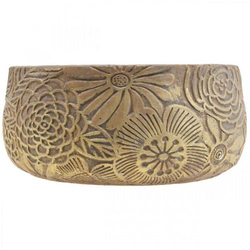 Itens Taça decorativa cerâmica flores douradas castanho Ø23.5cm A11.5cm
