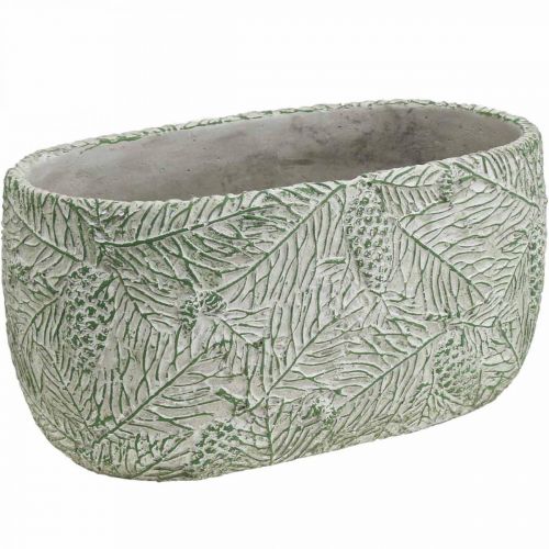Itens Tigela decorativa cerâmica oval verde branco cinza ramos de abeto L22.5cm