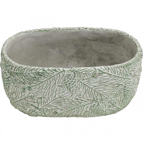 Floristik24 Tigela decorativa cerâmica oval verde branco cinza ramos de abeto L22.5cm