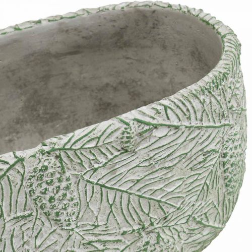Itens Tigela decorativa cerâmica oval verde branco cinza ramos de abeto L22.5cm