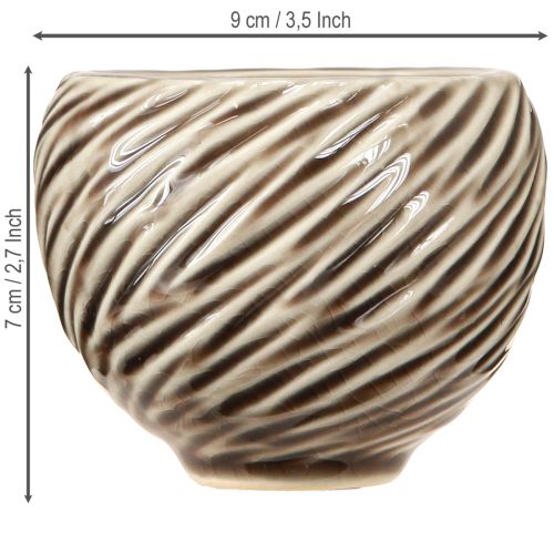 Itens Tigela Decorativa Cerâmica Espiral Decor Bege Marrom Ø9cm 4pçs