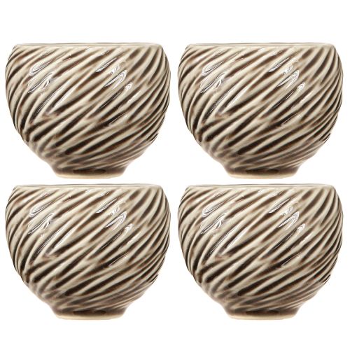 Itens Tigela Decorativa Cerâmica Espiral Decor Bege Marrom Ø9cm 4pçs