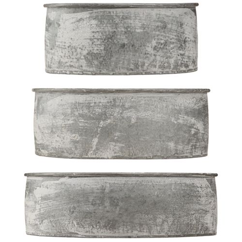 Itens Tigela decorativa de metal plug-in oval cinza L22,5/19,5/16cm conjunto de 3