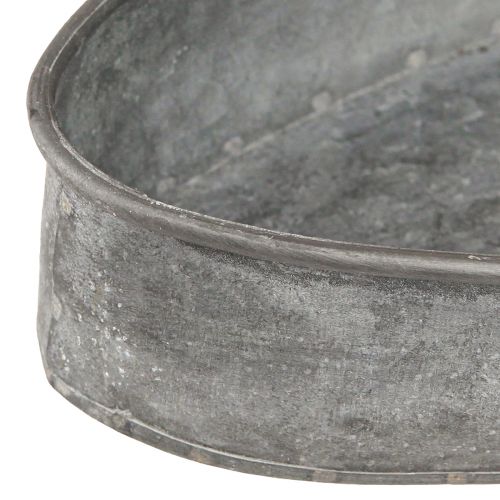 Floristik24 Tigela decorativa tigela soquete de metal oval cinza L33cm/31cm conjunto de 2
