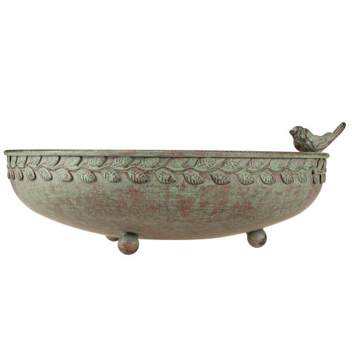 Itens Tigela Decorativa com Pássaros Tigela Metal Verde Antigo Castanho Ø30cm