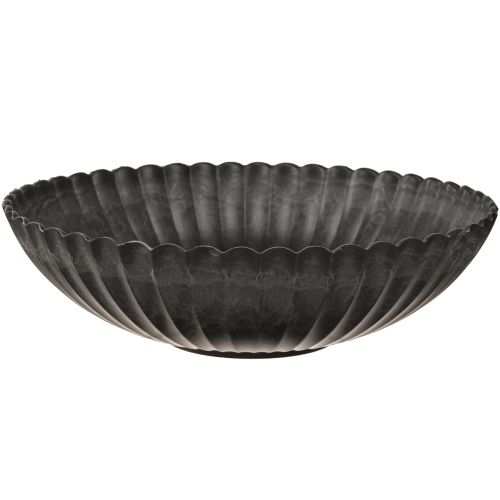 Floristik24 Tigela decorativa redonda antracite vaso para plantas com ranhuras Ø28cm