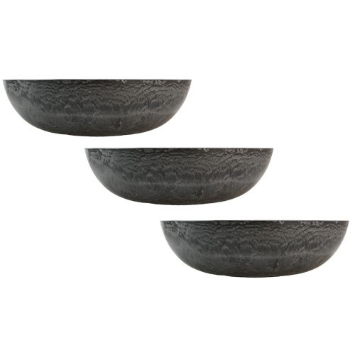 Itens Tigela decorativa redonda para plantas cinza Ø37cm H10,5cm 3 unidades
