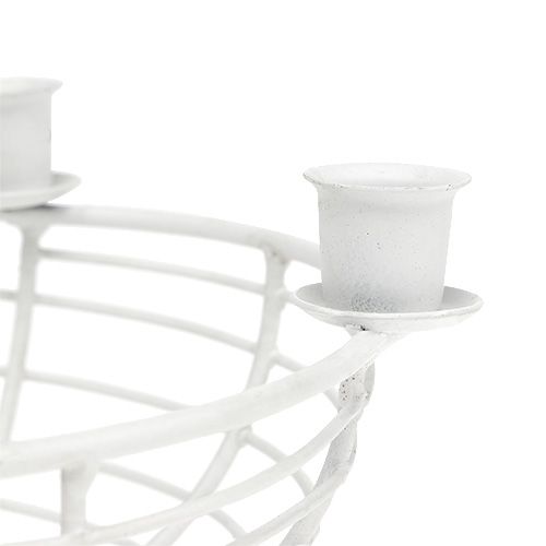 Floristik24 Tigela decorativa com 4 castiçais de árvore brancos Ø14cm