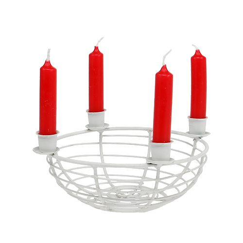 Floristik24 Tigela decorativa com 4 castiçais de árvore brancos Ø14cm
