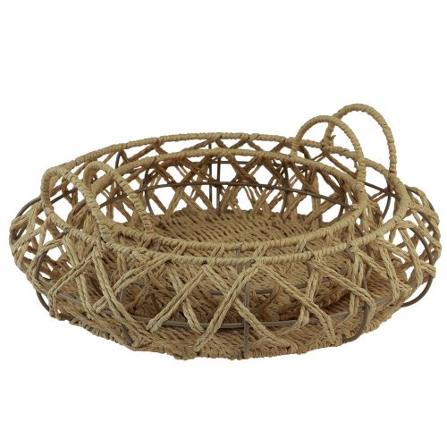 Itens Cesta de tigela decorativa tigela de metal tigela natural Ø38/29cm conjunto de 2