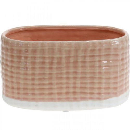 Tigela decorativa, navio de plantação, caixa de flores, padrão de cesta de decoração de cerâmica L21cm