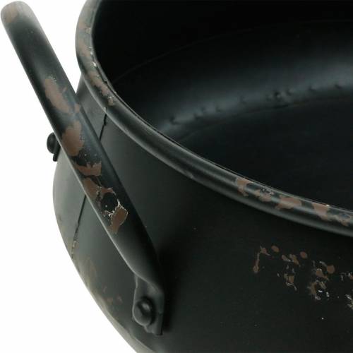 Floristik24 Tigela decorativa tigela de metal preto conjunto de plantador de aparência vintage de 2