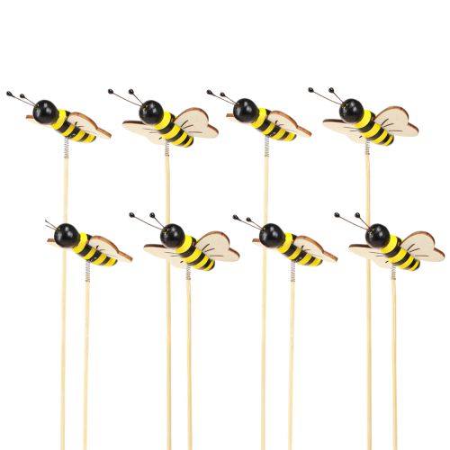 Itens Plugue decorativo abelhas decoração madeira preto amarelo 6cm Alt.35cm 8 peças