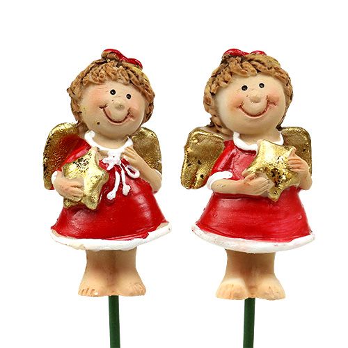 Floristik24 Plugue decorativo anjo vermelho, branco 4,5 cm L 28 cm 8 unidades