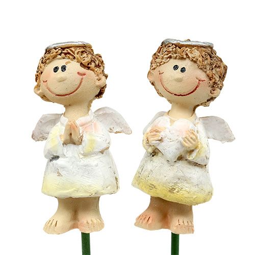 Floristik24 Plugue decorativo anjo vermelho, branco 4,5 cm L 28 cm 8 unidades