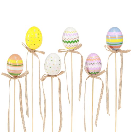 Plugue decorativo Ovos de Páscoa com laço colorido 4x5,5cm 12 un