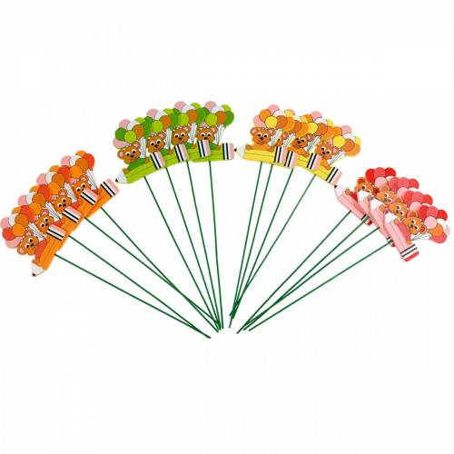 Floristik24 Caneta decorativa com pelúcia e balões flor plug decoração de verão infantil 16 peças