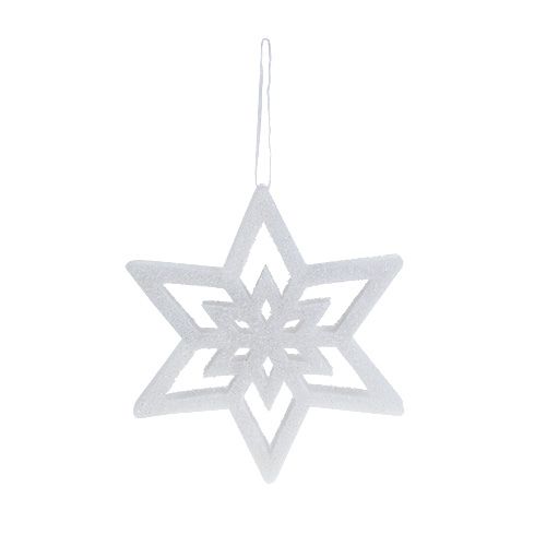 Estrela decorativa branca, coberta de neve 28cm L40cm 1pce