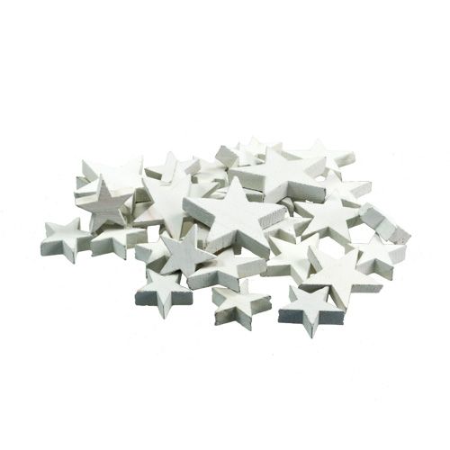 Floristik24 Estrelas de madeira, decoração de Natal, casamento, Advento branco Ø3–5cm 72 unid.