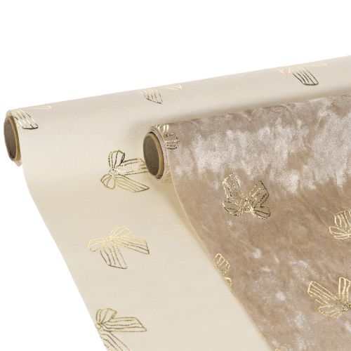 Caminho de mesa, tecido decorativo, estampado, laços largos, 35x120cm, 2 peças