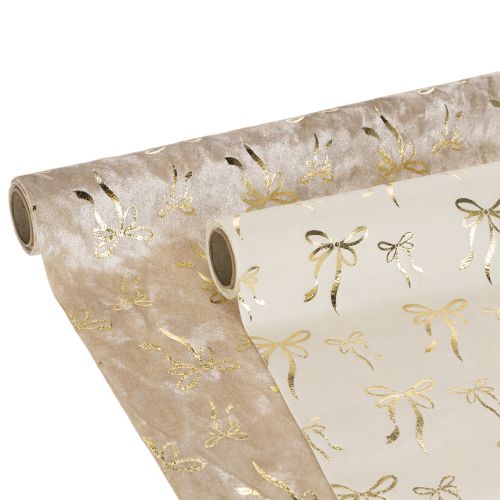 Caminho de mesa, tecido decorativo com laços estreitos, em rolo, 120x35cm, 2 peças