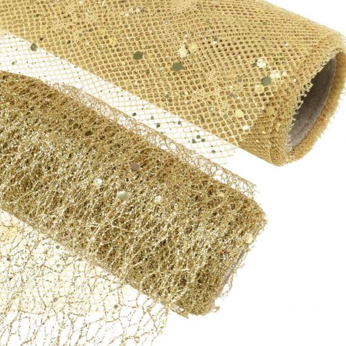 Floristik24 Toalha Deco Tecido Deco Ouro Amarelo x 2 Sortidos 35x200cm
