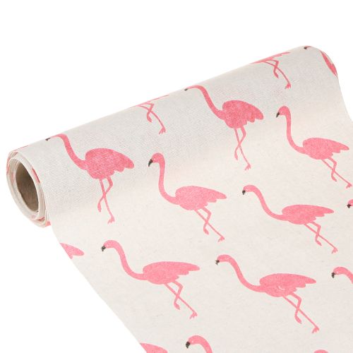Tecido decorativo flamingo branco-rosa 30cm x 3m