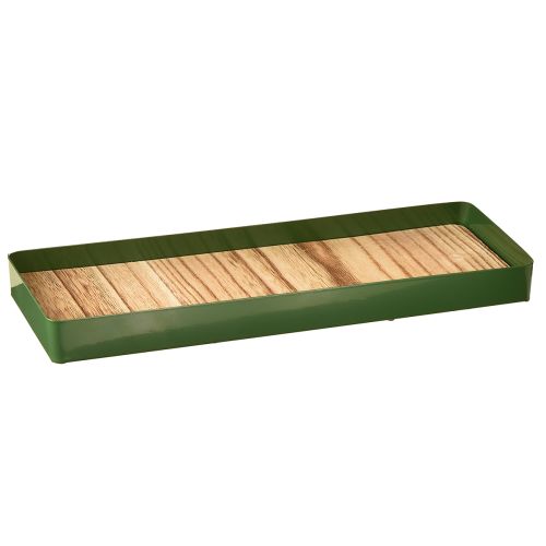Bandeja decorativa de metal, madeira, bandeja de metal verde 35,5×11×3cm 2 peças