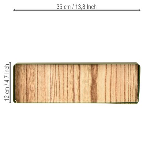 Itens Bandeja decorativa de metal, madeira, bandeja de metal verde 35,5×11×3cm 2 peças