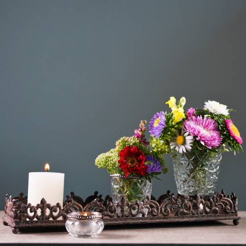 Floristik24 Bandeja decorativa marrom antigo 2 unidades