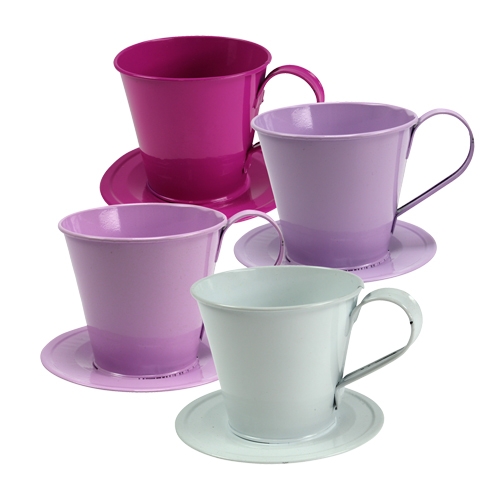 Floristik24 Copo decorativo com prato sortido. Ø12cm Alt.10cm 8pcs.