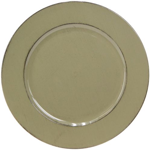Prato decorativo verde plástico vintage verde musgo marrom Ø33cm