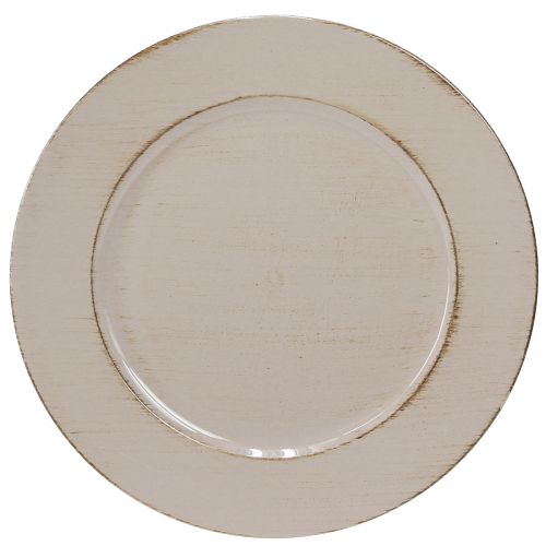 Floristik24 Prato decorativo plástico prato decorativo plástico cinza marrom Ø33cm