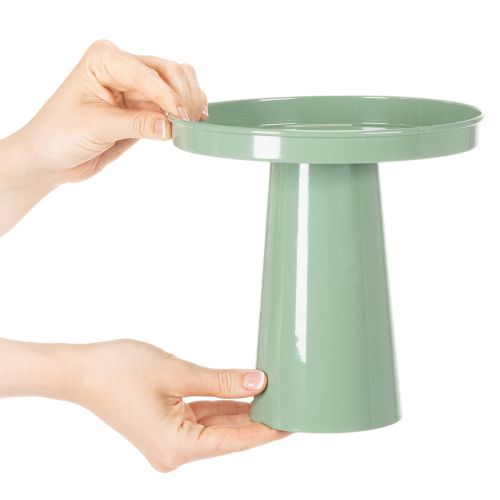 Prato decorativo de metal, verde, base redonda, bandeja para arranjos florais, 20 cm | Floristik24.pt