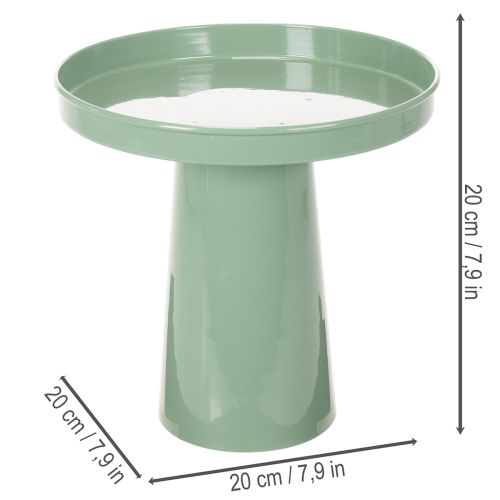 Prato decorativo de metal, verde, base redonda, bandeja para arranjos florais, 20 cm | Floristik24.pt