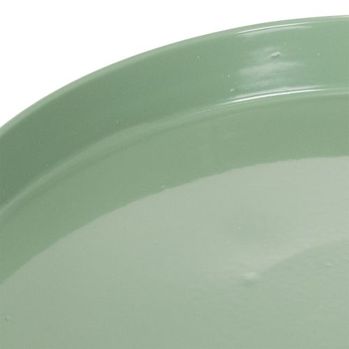 Prato decorativo de metal, verde, base redonda, bandeja para arranjos florais, 20 cm | Floristik24.pt