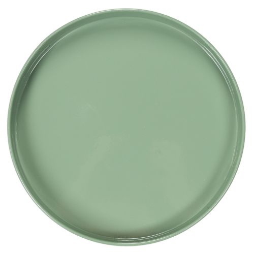 Prato decorativo de metal, verde, base redonda, bandeja para arranjos florais, 20 cm | Floristik24.pt