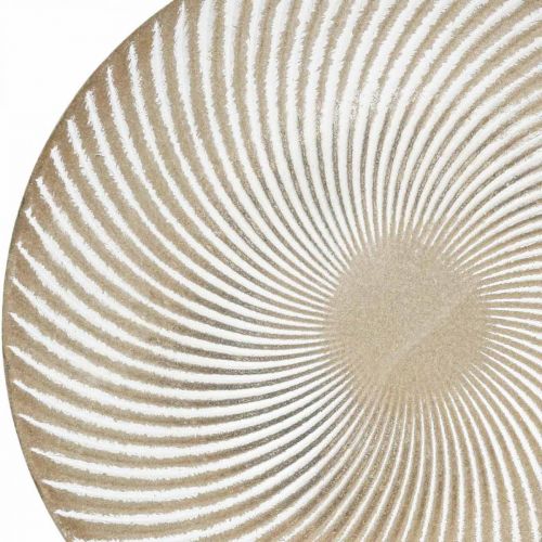 Floristik24 Prato decorativo redondo branco ranhuras castanho decoração de mesa Ø30cm A3cm