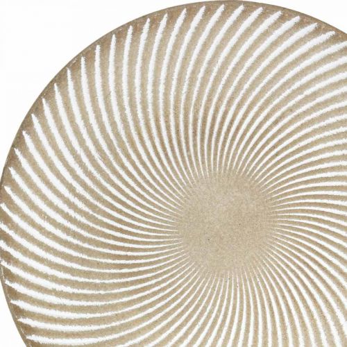 Itens Prato decorativo redondo branco ranhuras castanhas decoração de mesa Ø35cm H3cm