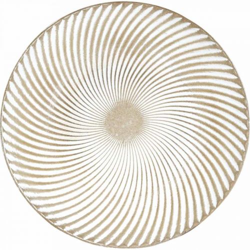 Itens Prato decorativo redondo branco ranhuras marrons decoração de mesa Ø40cm H4cm