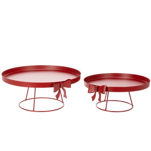 Bandeja decorativa com suporte e laço de metal, 30 cm, conjunto de 2 peças comprar | Floristik24.pt