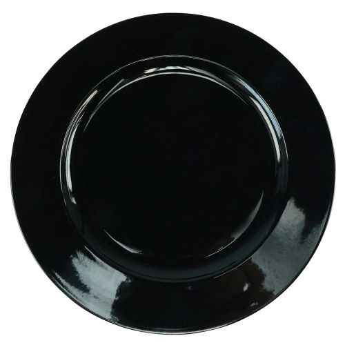 Itens Placa decorativa de plástico preto plano brilhante Ø28cm Alt.2cm